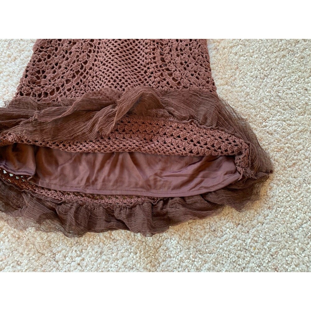 Free People Brown Crochet Mini Tunic Dress - Picture 5 of 8